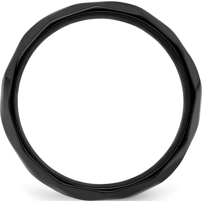 Zirconium Black Polished And Hammered 7mm Band (Size 12.5
