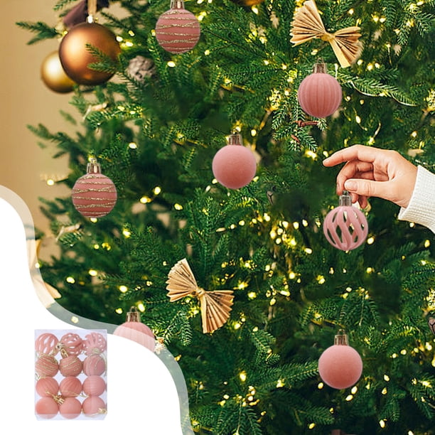 Christmas Decorations 12 Piece Flocked Christmas Balls Christmas Decoration SetMultiple Styles Of Christmas Tree Decorations Can Also Be Used For Other Party