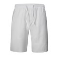 thumbnail image 2 of Mens Linen Short Pants Knee Length Lightweight Elastic Waist Comfy Wide Leg Beach Sweatpants Shorts with Pockets, 2 of 6