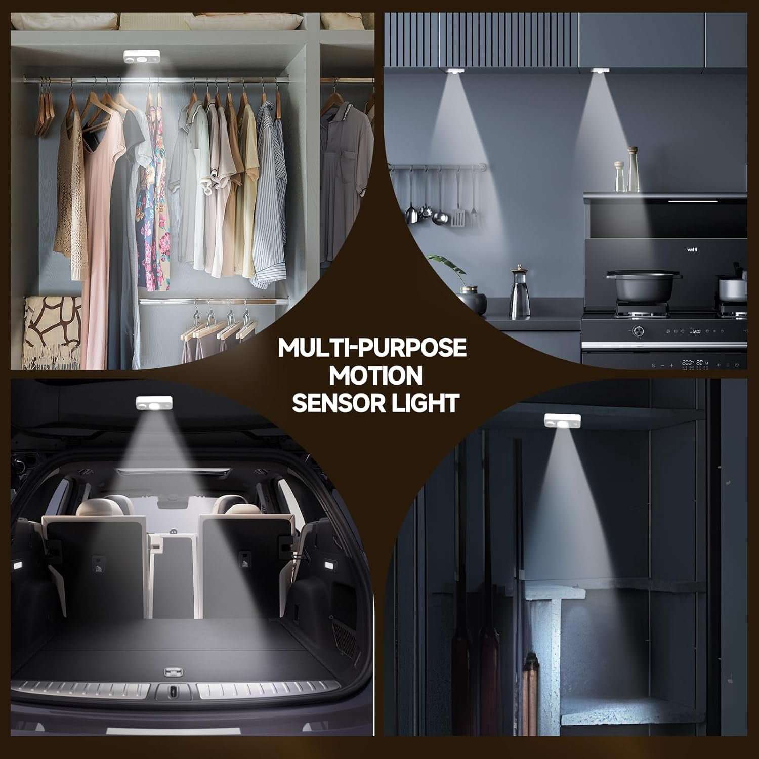 LETOUR Motion Activated Closet Light 6500K Cabinet Lighting 10ft Sensor 60s Auto-Off Dimmable Daylight White and Battery Powered