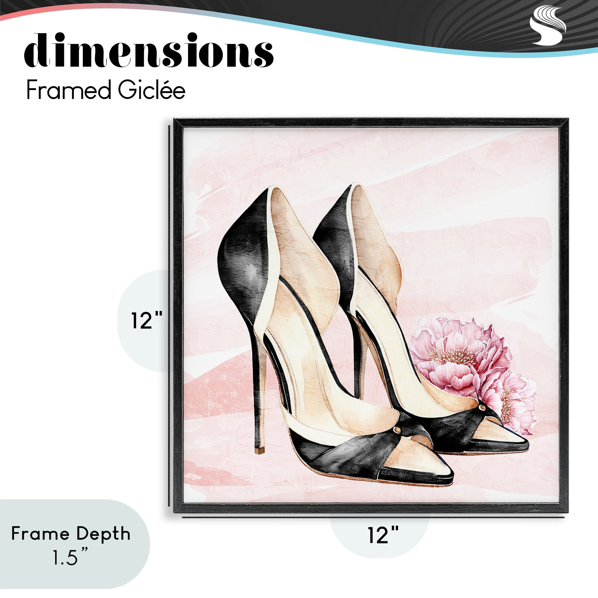 Stupell Industries Blush Glam Time Shoes Black Framed Giclee Art, design by Kim Allen