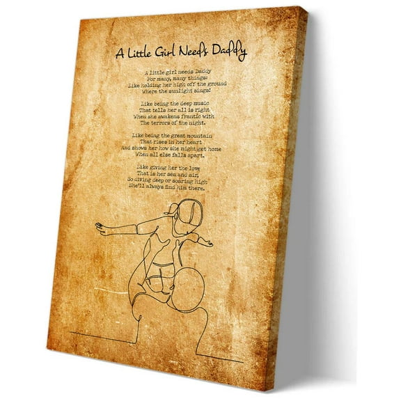 A Little Girl Needs Daddy Poem Posters Poetry Wall Artwork for Bathroom Canvas Decor Kitchen Modern Bedroom Wall Pictures for Hallway Hanging