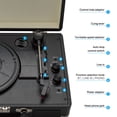thumbnail image 7 of ByronStatics Bluetooth Record Player, Portable Turntables Player, Replacement Needle, 3 Speed, Black, 7 of 7