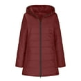 thumbnail image 4 of Penkiiy Women's Long Puffer Jacket Casual Zip Up Quilted Hooded Thickened Warm Winter Padded Down Coat Outerwear 2XL Wine, 4 of 6