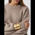 thumbnail image 4 of Suéter de Mujer, Cuello Redondo, Larga, Holgado, Tejido Suave, Dobladillo Acanalado, para Otoño e Invierno. Caqui Talla Única, 4 of 10