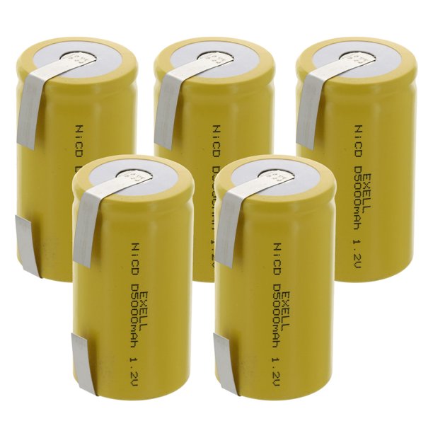 5x Exell D Size 1.2V 5000mAh NiCD Rechargeable Batteries with Tabs FAST