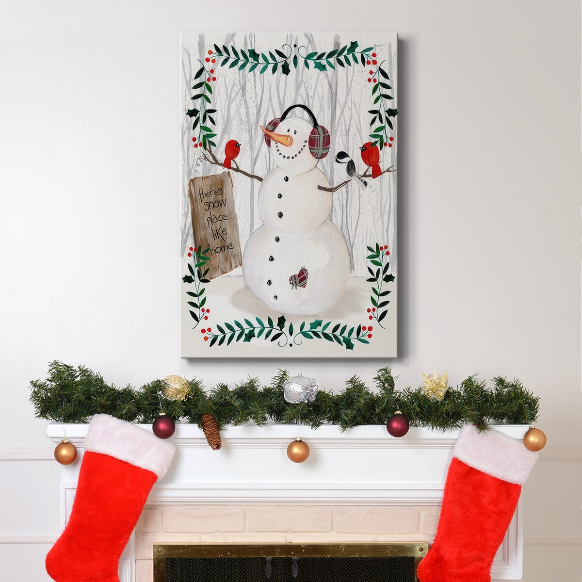 Folk Snowman Forest II- Gallery Wrapped Canvas