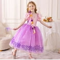 thumbnail image 2 of Rapunzel Princess Dress For Girls Kids Cosplay Halloween Christmas Party Outfits Purple 3-9Y, 2 of 5