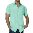 thumbnail image 2 of JUMESGU Men's Short Sleeve Dress Shirts Stretch Casual Button Down Shirts Solid Formal Shirt (Light Green,XXL), 2 of 6