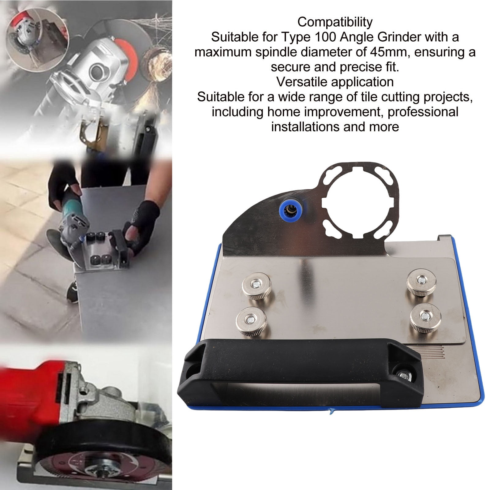 Rupoun Angle Grinder Stand for Tile 45 Degree Chamfer Cutting Stainless Steel Adjustable Bracket Holder, 6.9x5.4in / 17.5x13.8cm