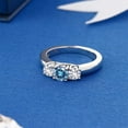 thumbnail image 4 of Gem Stone King 925 Sterling Silver 3-Stone Ring Round Persian Blue Moissanite and Created Sapphire White (1.00 Cttw, Size 8), 4 of 4