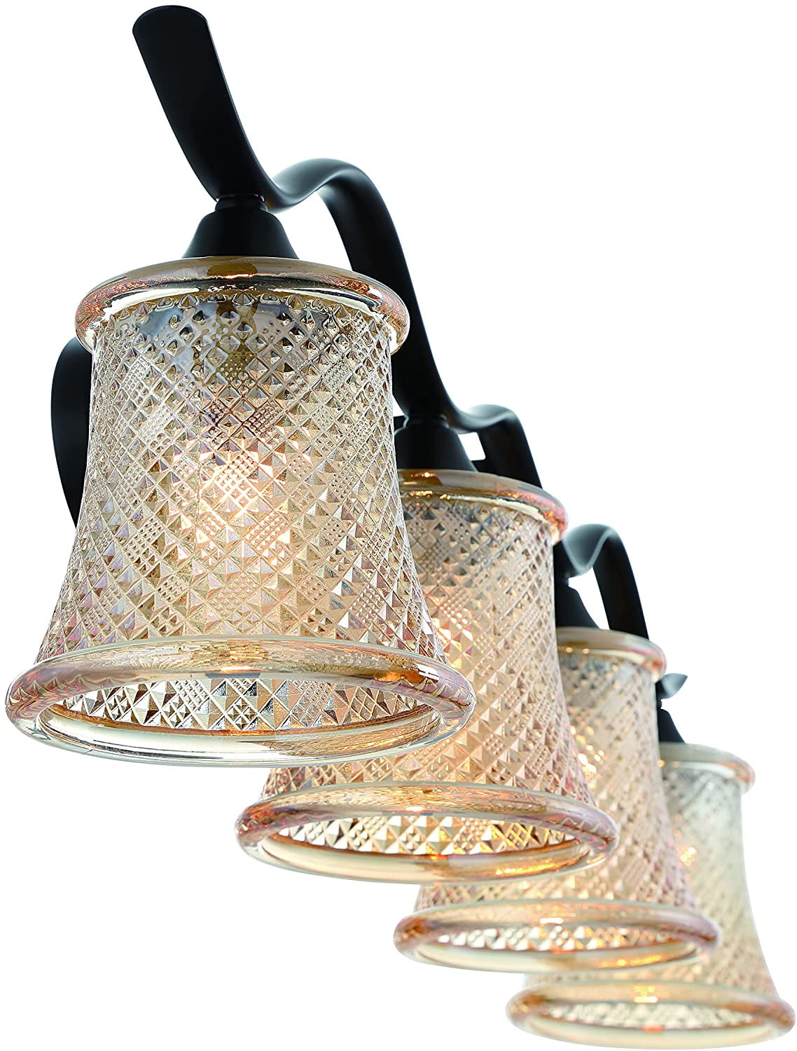 Vanity Art Elegant Cut Crystal Glass 4 Lights Dimmable Matte Black Vanity Light for Mirror Hallway Living Room | Modern Wall Lighting with Clear Glass Shade Bathroom Light Fixtures W2004BK/CH-B02