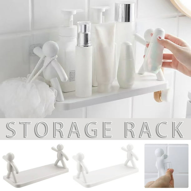 Estanterías flotantes montadas en la pared de 2 packs, estanterías adhesivas para baño para salón, dormitorio, cocina, almacenamiento, sin instalación de taladro, material PP