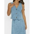 thumbnail image 5 of vera natura Women's Summer Casual Tank Tops Sleeveless Deep V Neck Button Up Denim Vest Blue L, 5 of 8