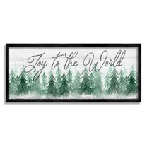 Stupell Industries Joy to the World Pine Trees Graphic Art Black Framed Art Print Wall Art, Design by Natalie Carpentieri