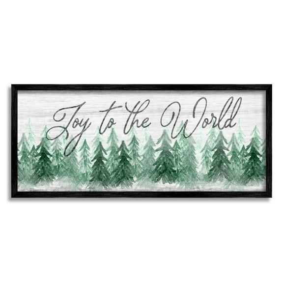 Stupell Industries Joy to the World Pine Trees Graphic Art Black Framed Art Print Wall Art, Design by Natalie Carpentieri