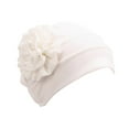 thumbnail image 2 of Hamky Baseball Cap,Wide Brim Hats,Women's Soft Monochrome Side Applique Flower Hijab Hat Muslim Baotou Hat,Sun Hats,Hats for Women White, 2 of 5