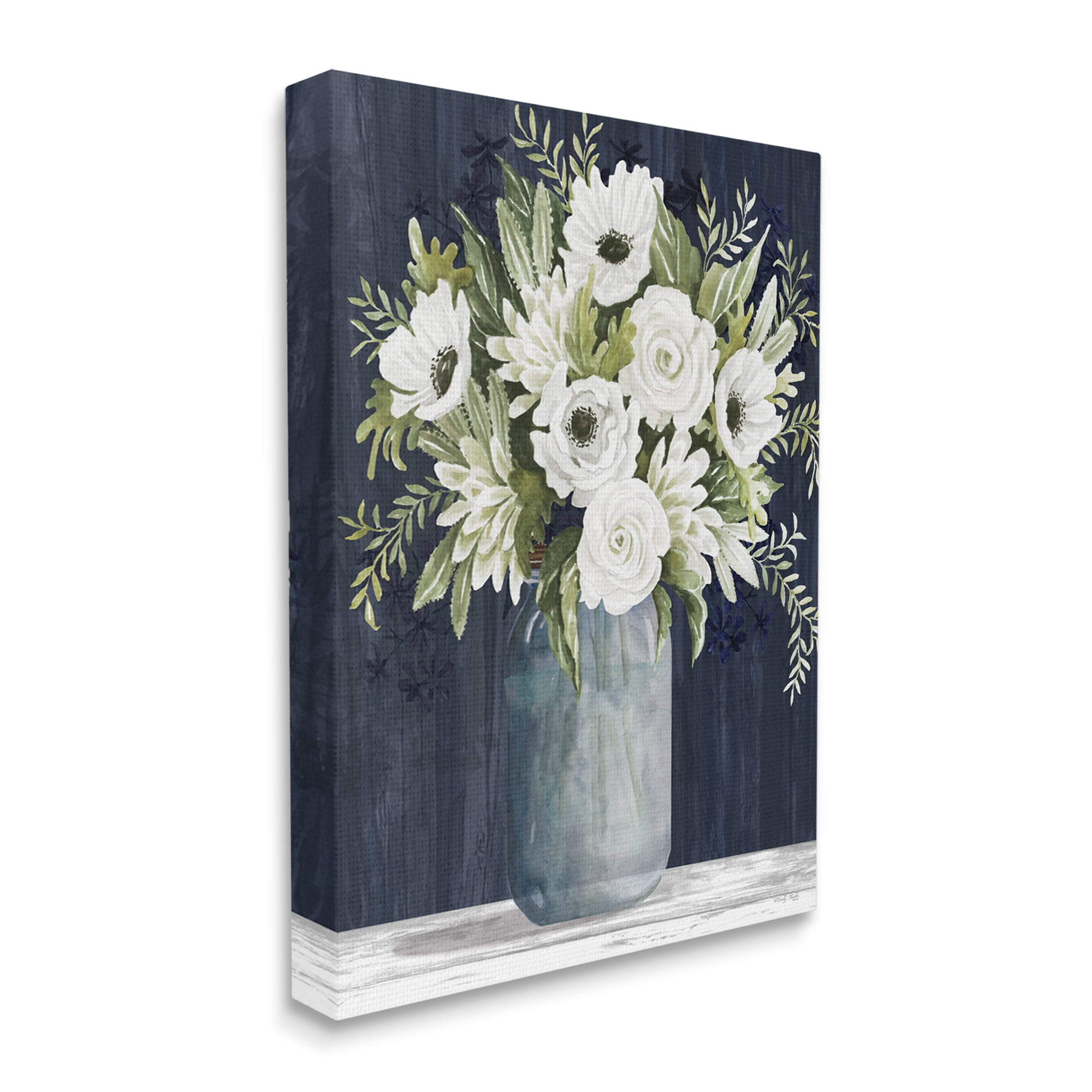 Stupell Industries White Country Blooms Botanical & Floral Painting Gallery Wrapped Canvas Print Wall Art, 24 x 30