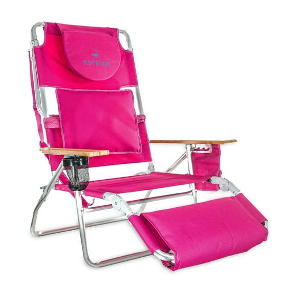 Open Box Ostrich Deluxe 3N1 Lightweight Outdoor Beach Lounge Chair w/Footrest