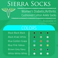 thumbnail image 6 of Sierra Socks Women's Wide Calf  Cotton Ankle Sock,Seamless Toe,White,Black,Khaki,3 Pair Pack, 6 of 9