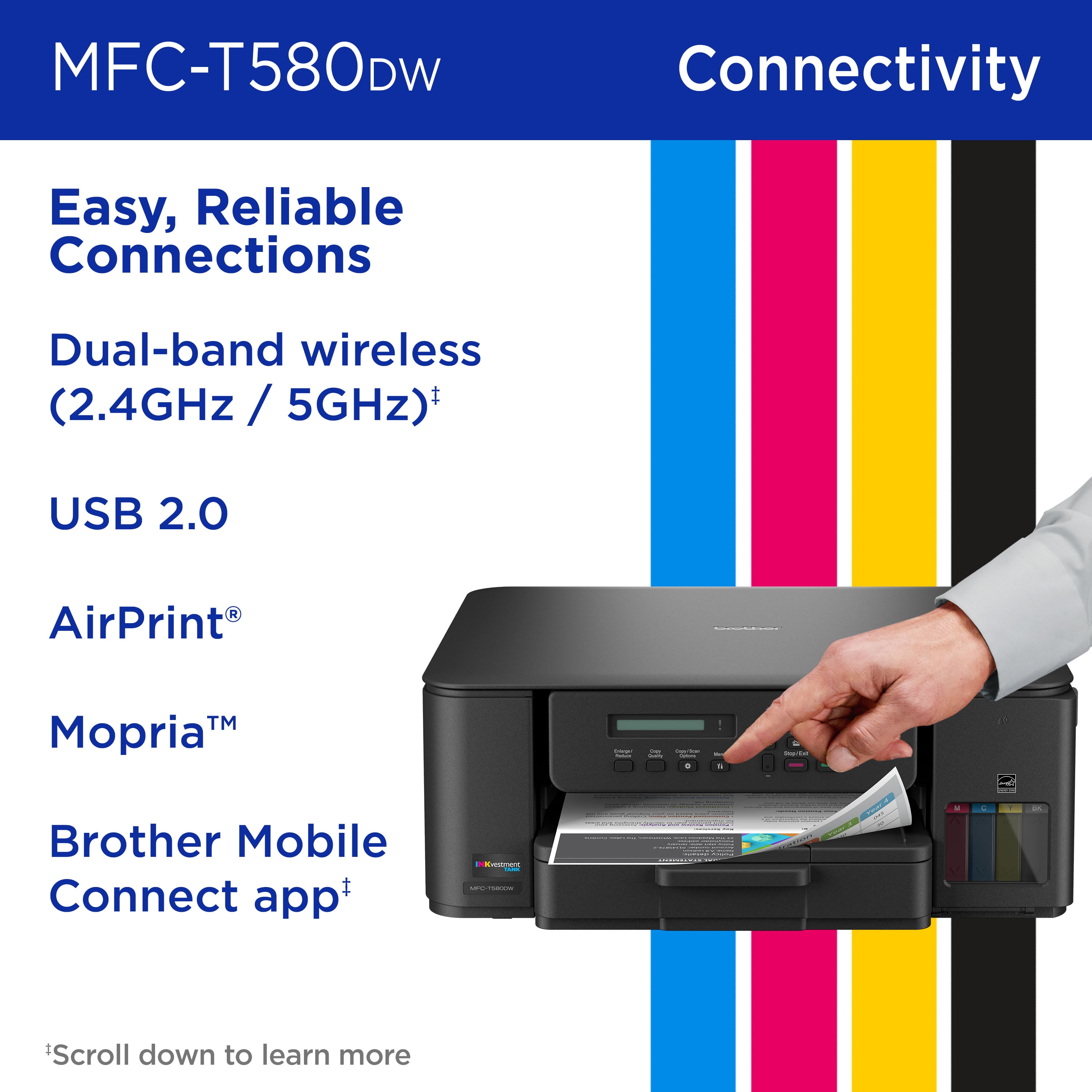MFCT580DW INKvestment Tank 580 Copy/Print/Scan Wireless Color Inkjet All-in-One Printer