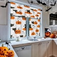 thumbnail image 3 of Halloween Kitchen Curtains Window Curtains Valance and Tier Set 36 Inch, Orange Pumpkin Rod Pocket Short Tier Curtain for Room, Cartoon Cat Small Cafe Kitchen Decor, 3 of 6