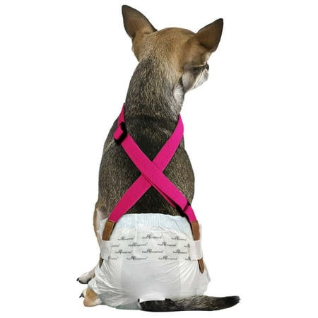 UPC: 0682198766779 | Paw Inspired Dog Diaper Suspenders | Keep Male Dog Wraps and Female Dog Diapers Stay on with Suspenders | Fits Washable and Disposable Puppy Doggie Cat Pet Diapers and Male Dog Belly Band (XS/S  Pink)