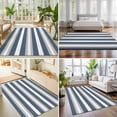 thumbnail image 4 of Area Rugs 3'x5', Haze Blue Stripe Carpet Runner Indoor Outdoor Rugs Home Decor Aesthetic, Farmhouse Blue Gray Striped Non Slip Mats Washable Accent Rug for Living Room Bedroom, 4 of 8