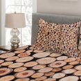 thumbnail image 3 of Ambesonne Rustic Quilted Coverlet 3 Pcs, Wooden Lumber Tree Logs, King Size, Cream, 3 of 3