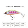 thumbnail image 2 of 45S MAX Pesca Issen Trout Pike Perch Bass Sinking Stream Bait Minnow Baits Minnow Lures Fish Hooks Long Casting Lure COLOR B, 2 of 8