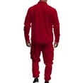 thumbnail image 3 of 2 Piece Outfit Sets for Men Solid Color Button Down Shirt and Elastic Waist Pants Workout Running Athletic Set, 2XL, 3 of 8