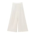 thumbnail image 3 of HH TRAF Pantalones elegantes de verano para mujer, con cremallera lisa, informales, con bolsillos y botones, pantalones de pierna ancha plisados elegantes para mujer, 3 of 4