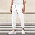 thumbnail image 2 of Miluxas Men's Casual Joggers Pants Cotton Elastic Waist Drawstring Chino Pants Hiking Outdoor Track Sweatpants White, 2 of 7