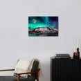 thumbnail image 2 of Northern Lights Wall Art for Living Room Grey Snow Mountain Wall Decor Full Moon Canvas Pictures Aurora Borealis Scenery Prints Painting Modern Artwork for Bedroom Office Home Decorations 12x16", 2 of 6
