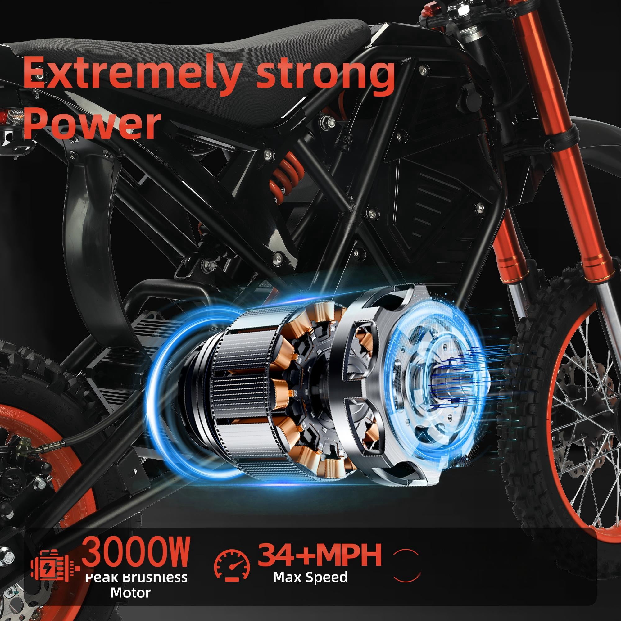CEMOTO D02 Off-Road E-TrailX Electric Dirt Bike for Teens & Adults,3000W Peak Mid-Drive Motor 34+ MPH Top Speed,48V 21AH Battery, 14"/12" Tires, Full Suspension, Dual Hydraulic Brakes UL2849