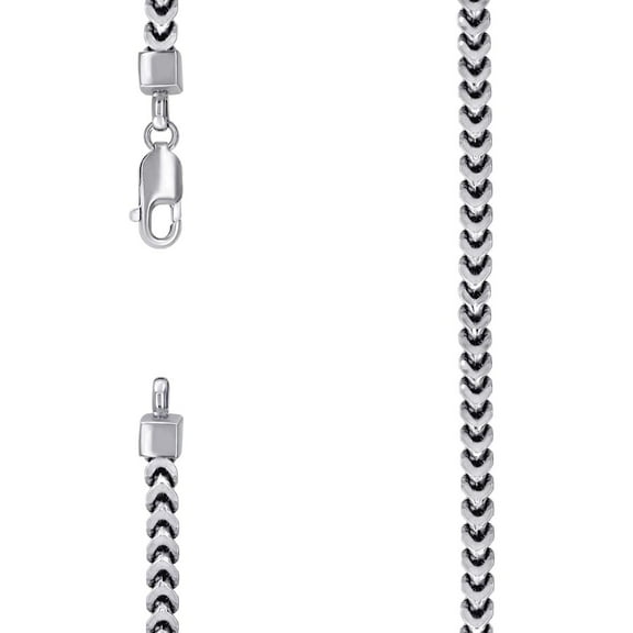 925 Sterling Silver Hollow Franco Chain Rhodium 4.3mm Necklace 24 Inch Chain Necklace for Women and Men