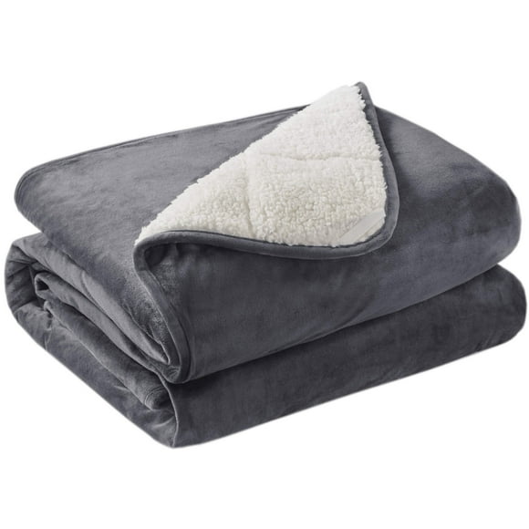 Degrees of Comfort Weighted Blanket Full Size 20 Lbs for Adults, Soft Cozy Fleece Sherpa Heavy Blankets 20lbs, Charcoal Grey, 60X80 Inches,