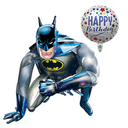 36" Batman Airwalker Balloon with 18" Happy Birthday Balloon Set