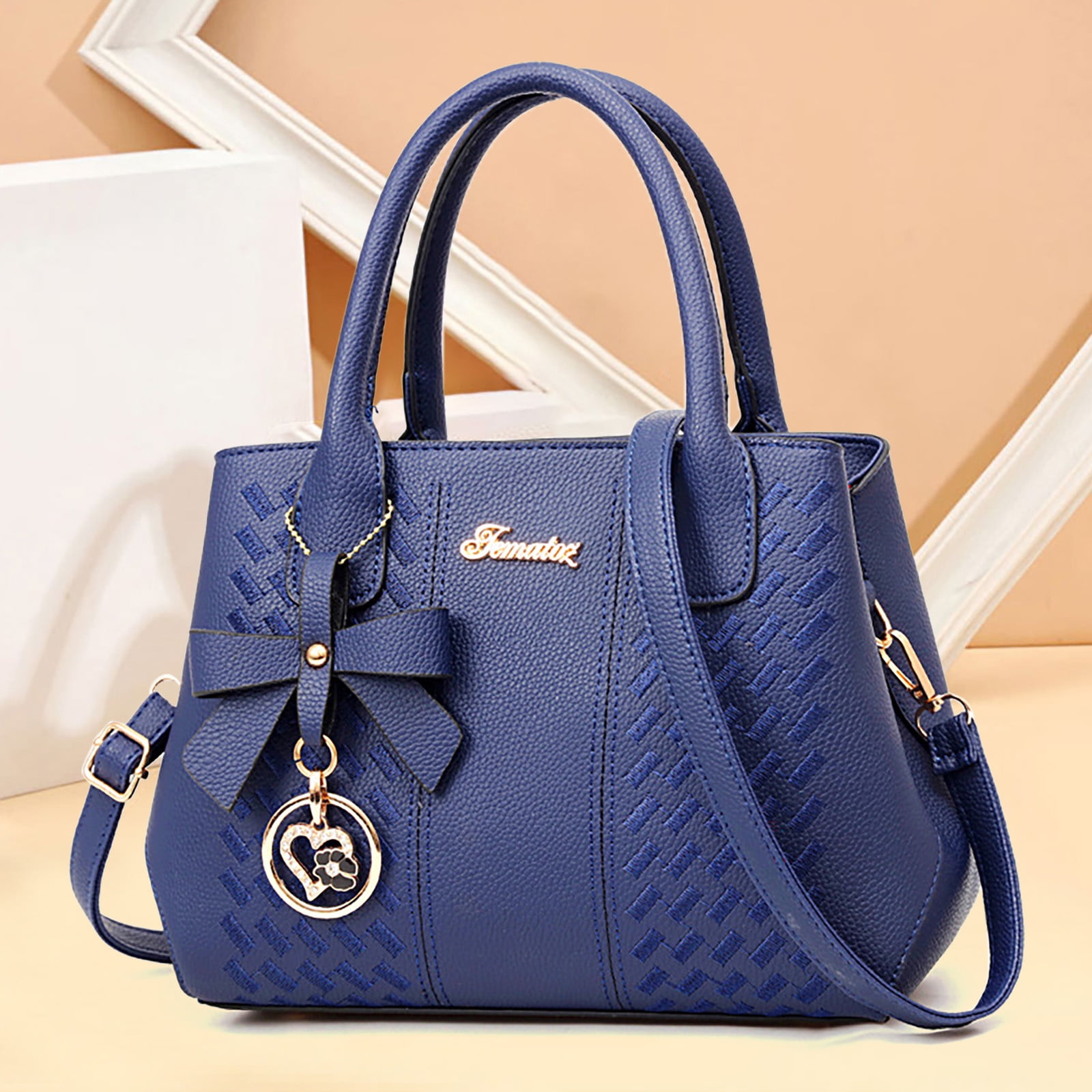 Purse and Handbags for Women Leather Shoulder Tote Work Bags Satchel Messenger Crossbody Bag for Ladies Blue