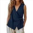 thumbnail image 2 of Cilsoka 2026 Women’s Linen Wrap Tank Top Ruched Tie Side V Neck Sleeveless Casual Vacation Blouses Loose Fit, 2 of 5