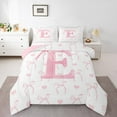 thumbnail image 3 of Erosebridal Initial Letter E Comforter Sets Twin Size, Dreamy Bow Love Comforters & Duvets, Girly Romantic Decor, Reversible 2pcs, 3 of 8