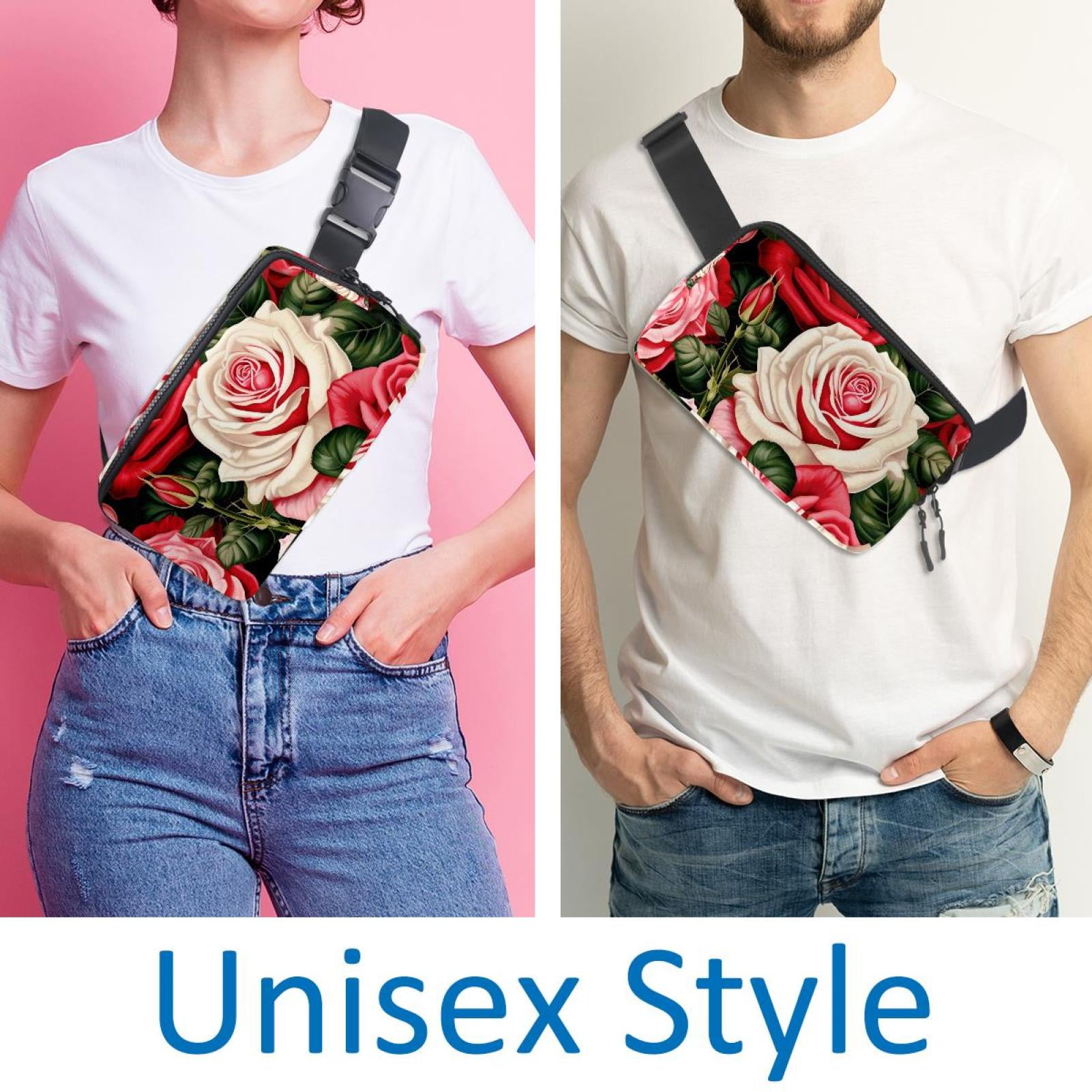 Rose Lightweight, Adjustable Cross Body Bag Fanny Pack with Extension Strap Money Belt - Unisex