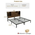 thumbnail image 6 of Farmhouse King Size Bed Frame with Move Storage Headboard & 2 Drawers, Platform Bed Frame with 3-in-1 Charging Station, Upholstered Bed Frames with Metal Slats Support, 6 of 9