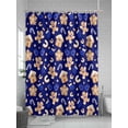 thumbnail image 5 of Christmas Blue Standard Shower Curtain Set, Waterproof Shower Curtains for Bathroom, Gingerbread Merry Xmas Snowflakes Holiday Washable Fabric Cloth Bath Curtain for Bathtub with Hooks 72x72 Inches, 5 of 6