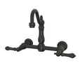 thumbnail image 2 of Wall Mounted Bridge Kitchen Faucet with Metal Lever Handles - 7 Inch Spout Reach, 2 of 2