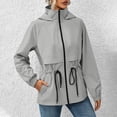 thumbnail image 2 of GEWSEY Women's Lightweight Military Anorak Jackets Safari Hoodie Utility Drawstring Coat Windproof Windbreaker Raincoats (Grey, XXL), 2 of 9