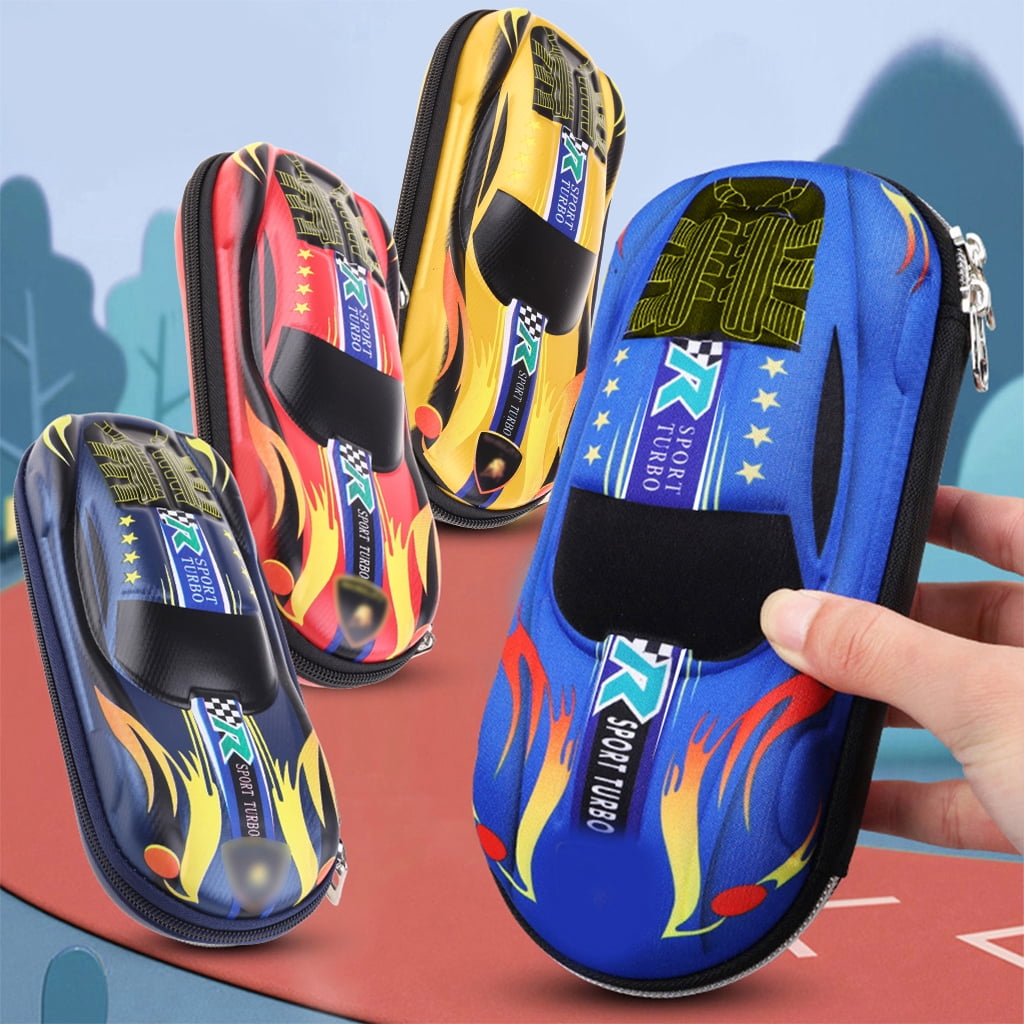 Maxi's Design Race Car Shaped Pencil Case for Boys with Zipper, Blue