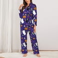 thumbnail image 2 of Rateoe Cute And Creepy Pattern Womens Pajamas Set Long Sleeve Sleepwear Button Down Nightwear Soft Cotton Pj Lounge Sets-Small, 2 of 7