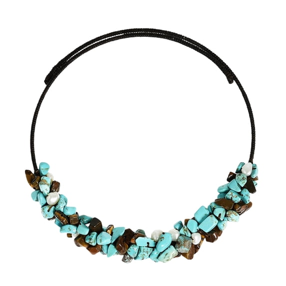 Lovely Handmade TQ-Tiger-Pearl Choker Wire Necklace