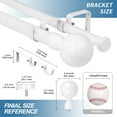 thumbnail image 3 of Urbanest Steel Ball Flat Button 1" 3/4" Double Drapery Curtain Window Rod Set - 48" to 84", White, 3 of 6